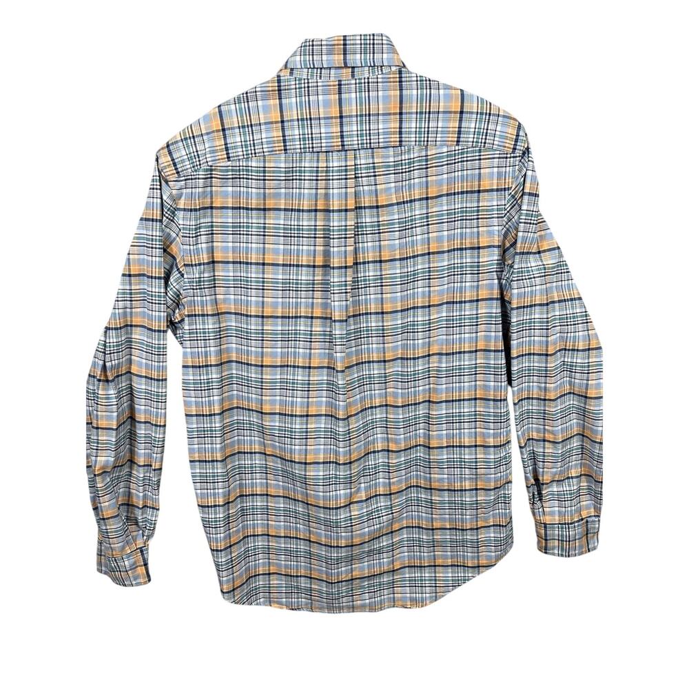 Ralph Lauren Shirt Custom Fit Mens M Blue Plaid Mediumweight Flesh Pony Preppy - Picture 8 of 9